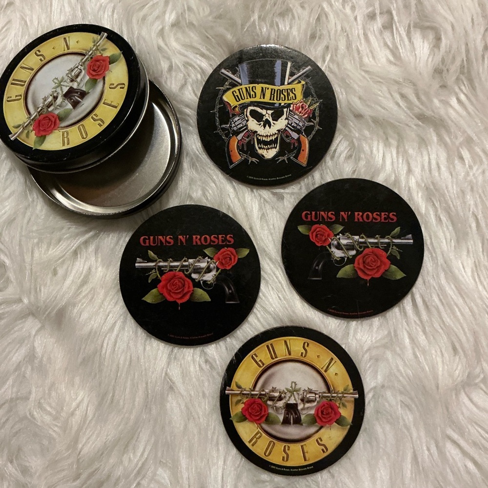 Vintage classic Guns N Roses coaster set with collectible tin
